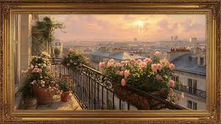 Paris Balcony at Sunset | Romantic Valentine Art for Frame TV screenshot 1