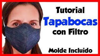 Coser Tapabocas con FILTRO → Patrón molde gratis(Tutorial tapabocas barbijo fácil)