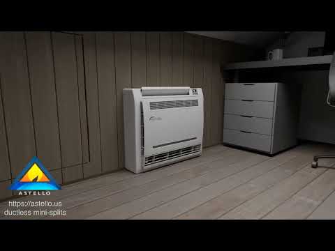 Senville floor mounted ductless mini split for limited space like attic room.