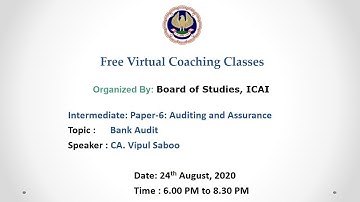 Intermediate: Paper-6: Auditing and Assurance: Evening session- 24.08.2020