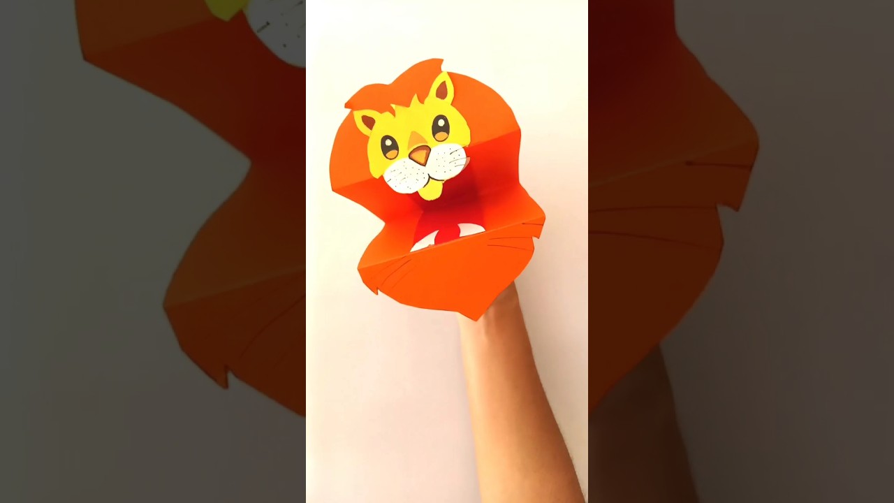 lion puppet craft for kids #papercraft #craft #diy