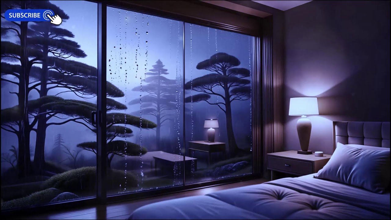 10Hours Relaxing Sleep Music with Rain Sounds on the Windows - Healing Music, Stress Relief, Calming