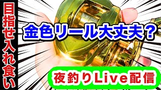 夜釣りライブ配信！怪しい激安通販Temuの金色のベイトリールは釣れる