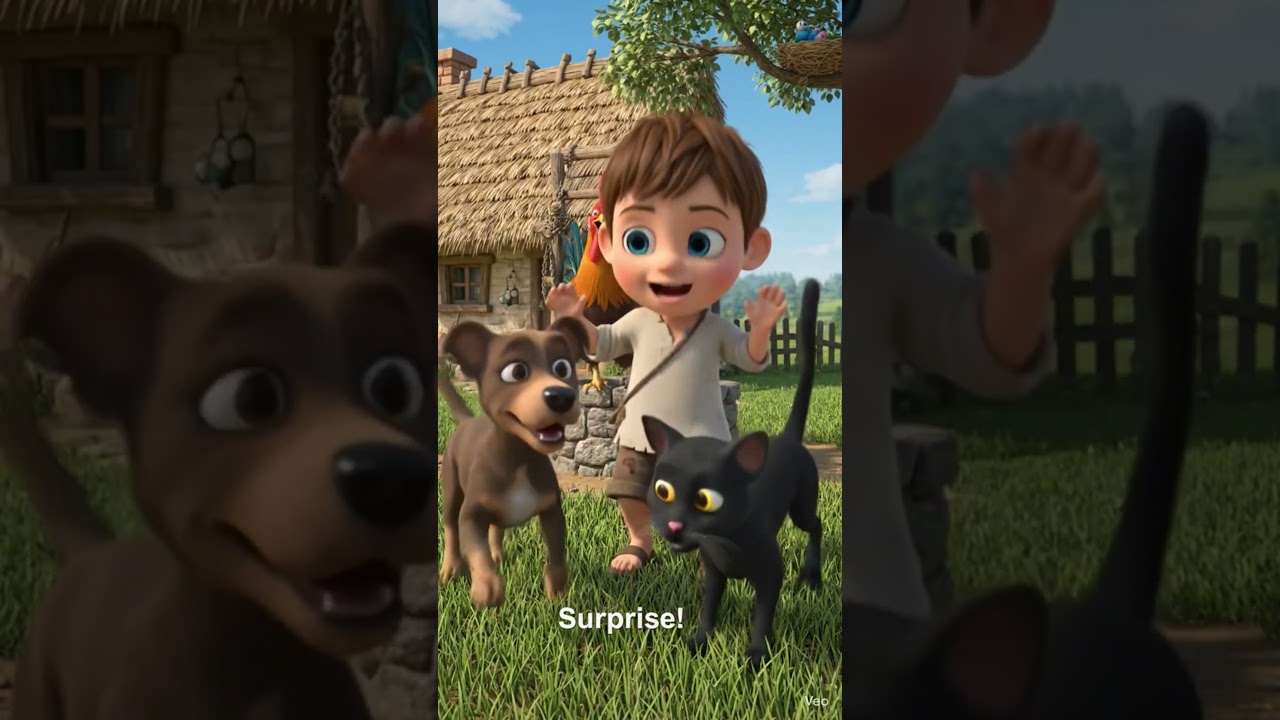 🐶😱 Little Boy Scares the Dog&hellip; But the Cat Wins! #kidsshorts