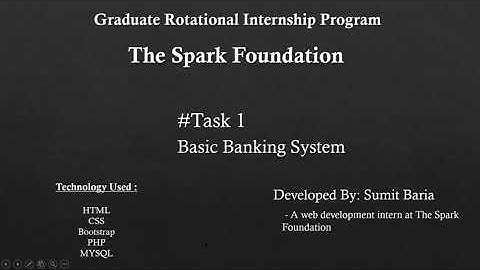 Basic Banking System | The Spark Foundation |Web Development Intern | #GRIPMAR21