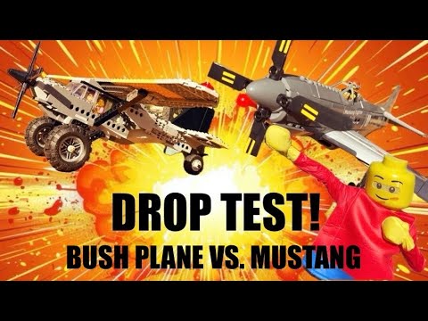 LEGO SLOW-MOTION DROP TEST!! Ultimate Spare Parts LEGO Bush Plane vs P-51 Mustang! 2 ROUNDS!! #LEGO
