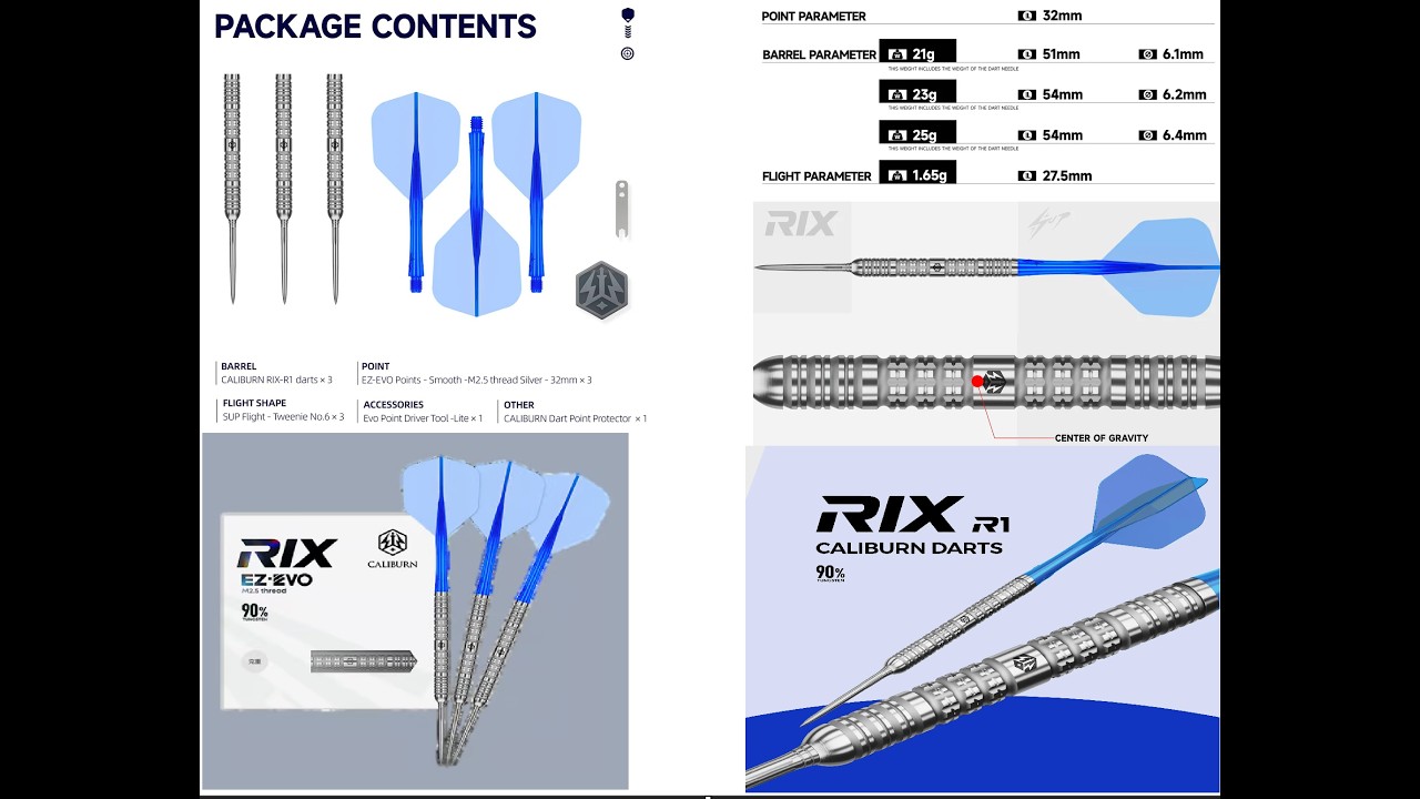 CALIBURN RIX DARTS AND CALIBURN EZ EVO POINTS REVIEW - YouTube