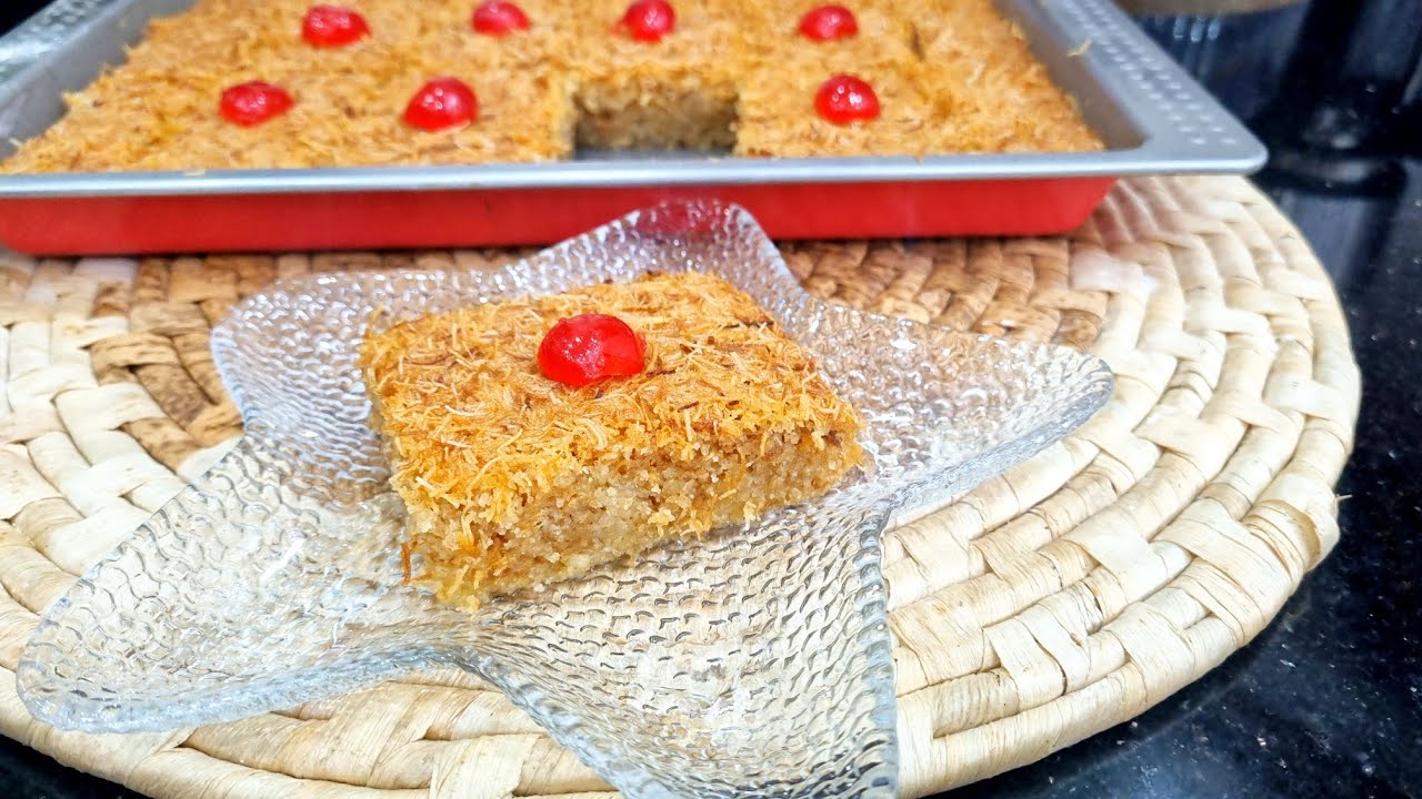 مطبخ ام وليد / بسبوسة القطايف ، جربتها و نتيجة تحفة ، خفيفة و معسلة للقلب 😋😋.