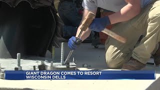 70-foot dragon sculpture arrives in Wisconsin Dells ahead of Dellshire Resort’s grand opening