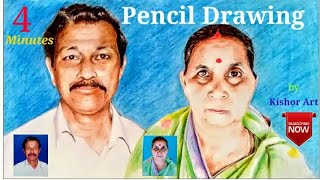 How to draw two Portrait on a paper | Plastic Crayons colour pencil | Kishor Art.