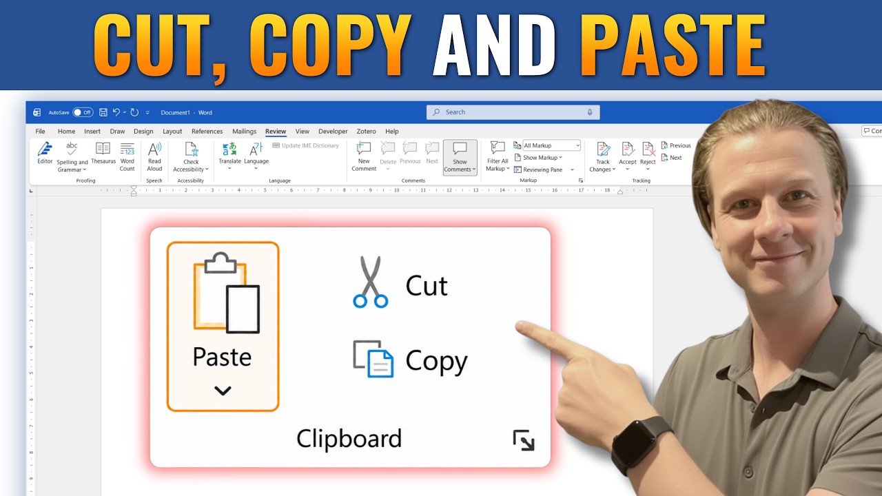 Typing and editing: How To Cut, Copy and Paste in Microsoft Word video thumbnail