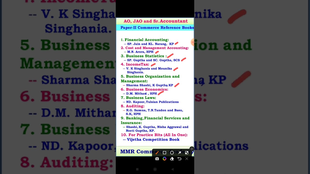 Reference Books for Paper-II Commerce- Accounts Officer, JAO & Sr. Accountant 