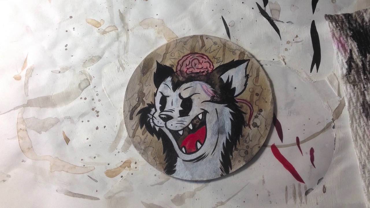 Time Lapse Painting "Mindful Cat" by Frank Forte Pop Surrealism Lowbrow art COASTER SHOW 2016