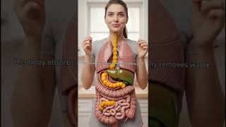 The  Girl Eat Orange 🍊/The Digestive Journey of an Orange 🍊(3D Human body Animation