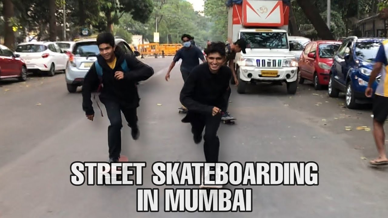 Skateboarding in the streets of Mumbai, India