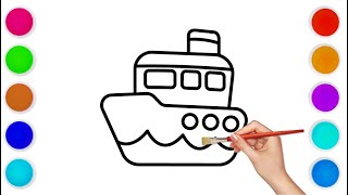 Learn BOAT, Tracing and Coloring for Kids & Toddlers #boat #boating