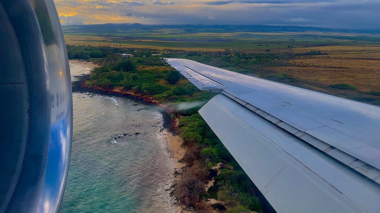 [4K] – Stunning Reverse Ops Maui Landing – Hawaiian – Boeing 717-200 ...