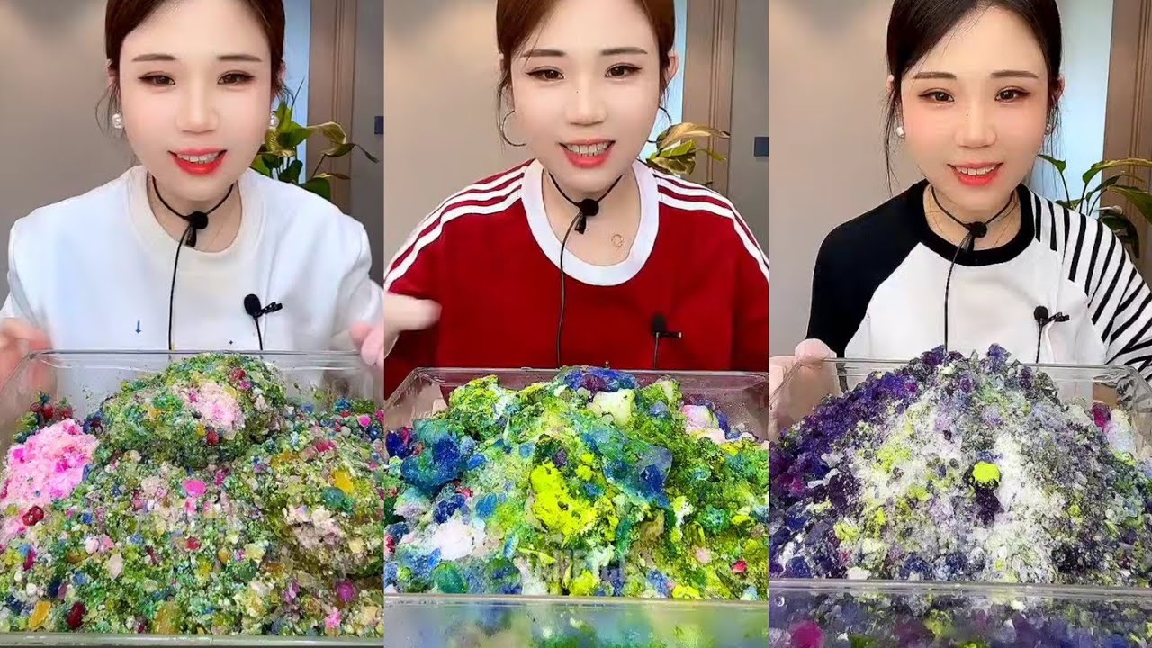 ASMR YY GRAINY WET MOIST JEWELRY LEFTOVERS EATING WITH MATCHA AND MILK POWDER 