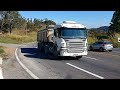 SCANIA P 340 4x2 na caçamba 3 eixos subindo o boqueirao em Barroso MG br265