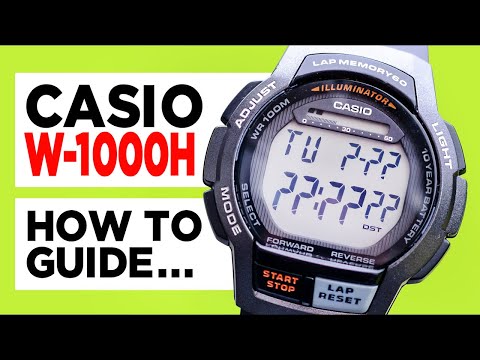 #CASIO W-1000H - HOW TO SET the Time, Date, Alarm, Stopwatch, Countdown and Dual Time