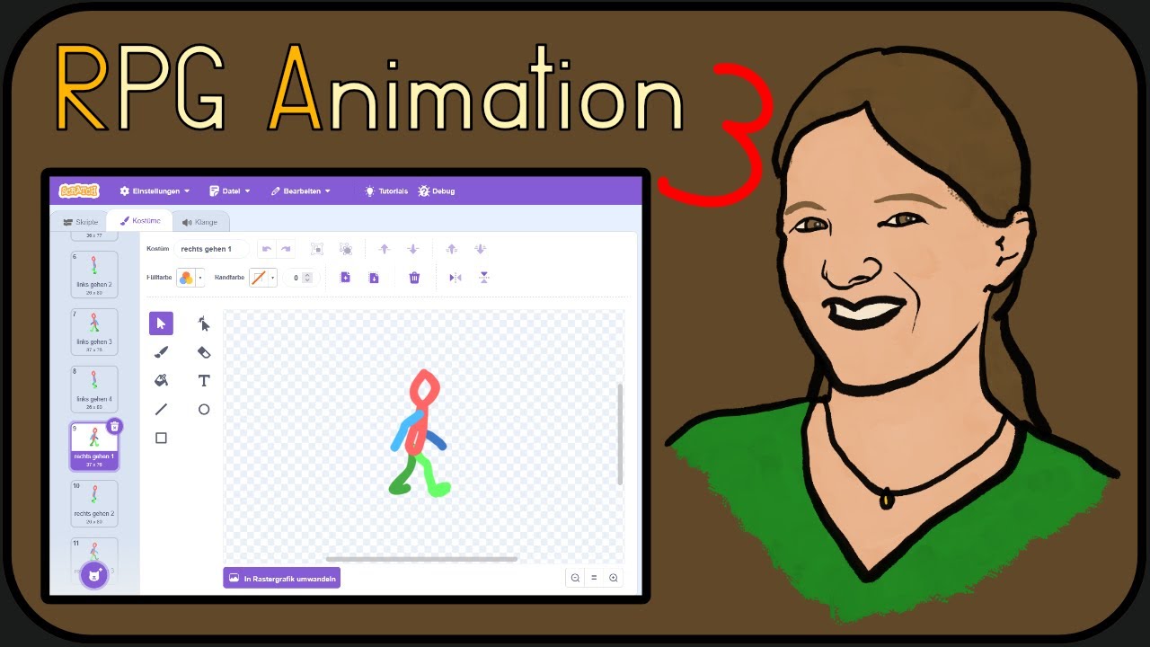 Scratch RPG Animation mit Stehen und Rennen - Programmieren Skill Tree 3.3.4