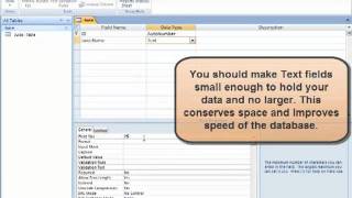 Using Microsoft Access and Creating Tables