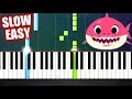 Baby Shark Song - SLOW EASY Piano Tutorial by PlutaX