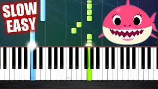 Baby Shark Song - SLOW EASY Piano Tutorial by PlutaX