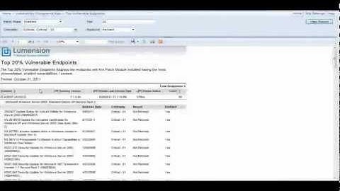 Lumension Reporting Services: Top Vulnerable Endpoints Report