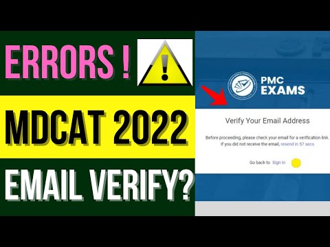 Error in PMC MDCAT 2022 Registrations | Email Not Verified !