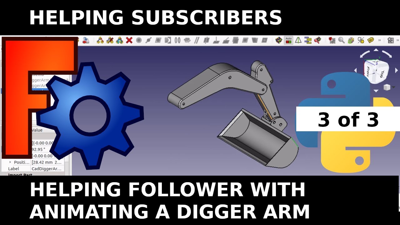 FreeCAD Prep of Digger Arm for Kinematic Like Animation 3 of 3 A2Plus Workbench (viewers questions)