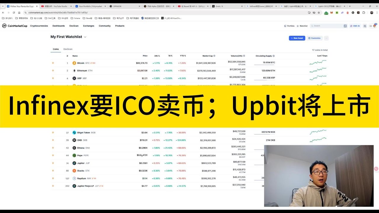 行情冷清,很冷;Infinex要ICO卖币;Upbit将上市 - YouTube