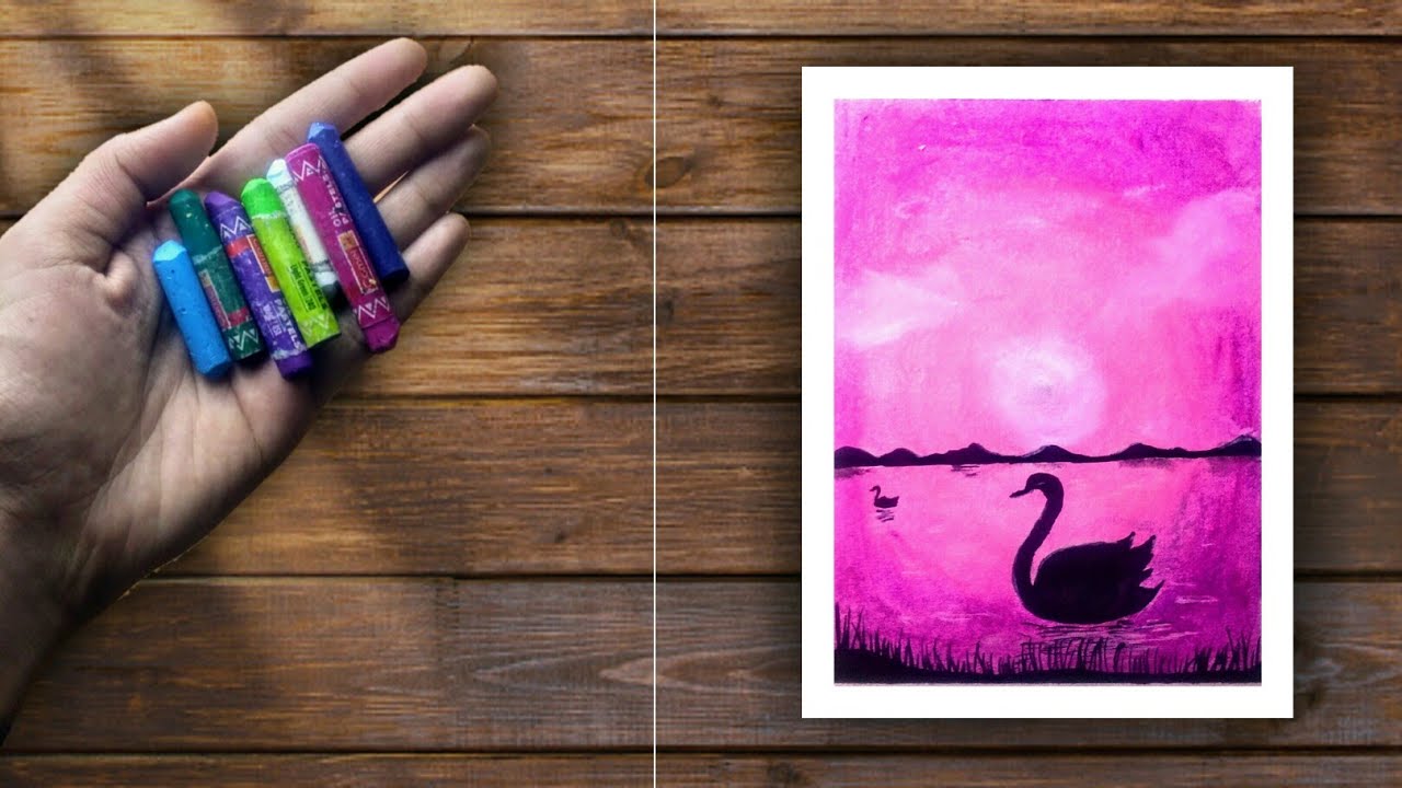 Swimming Duck Drawing l With Oil Pastels Color l Easy Drawing l 