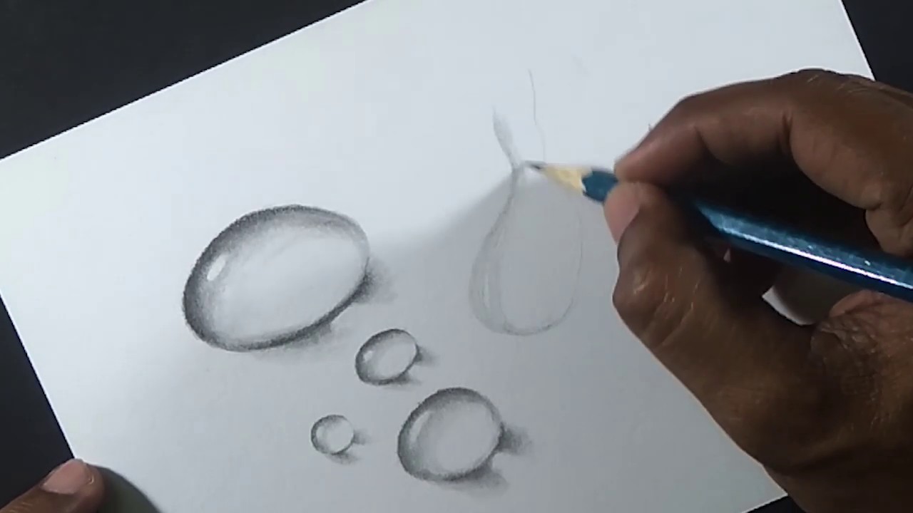 How to Draw Water Drop Pencil Sketch Tutorial 5 For Beginners YouTube