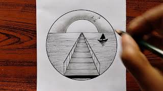 Circle drawing scenery | Easy circle drawing | সহজে প্রাকৃতিক দৃশ্য আঁকা | দৃশ্য আঁকা |