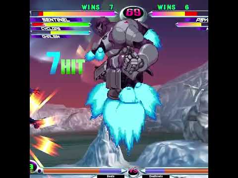 MvC2 Sentinel 85% Double Unblockable sequence (Match Highlight)