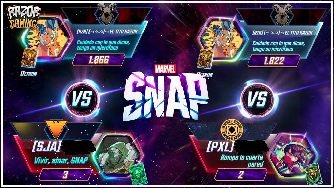 RAZOR ENFRENTANDOSE A 2 DE LOS MEJORES JUGADORES DE MARVEL SNAP... CON UN MAZO ULTRON 😂😂