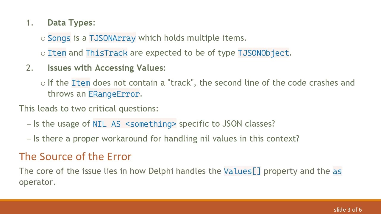 Resolving the Error when casting Nil TJSONValue in Delphi