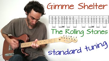 Gimme Shelter in standard tuning - The Rolling Stones - guitar lesson / tutorial / cover with tab