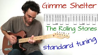 Rolling Stones - Gimme Shelter (in standard tuning) - Guitar lesson / tutorial / cover with tab