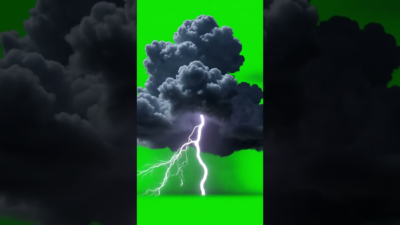 Storm Cloud with Lightning Strike Green Screen Effect