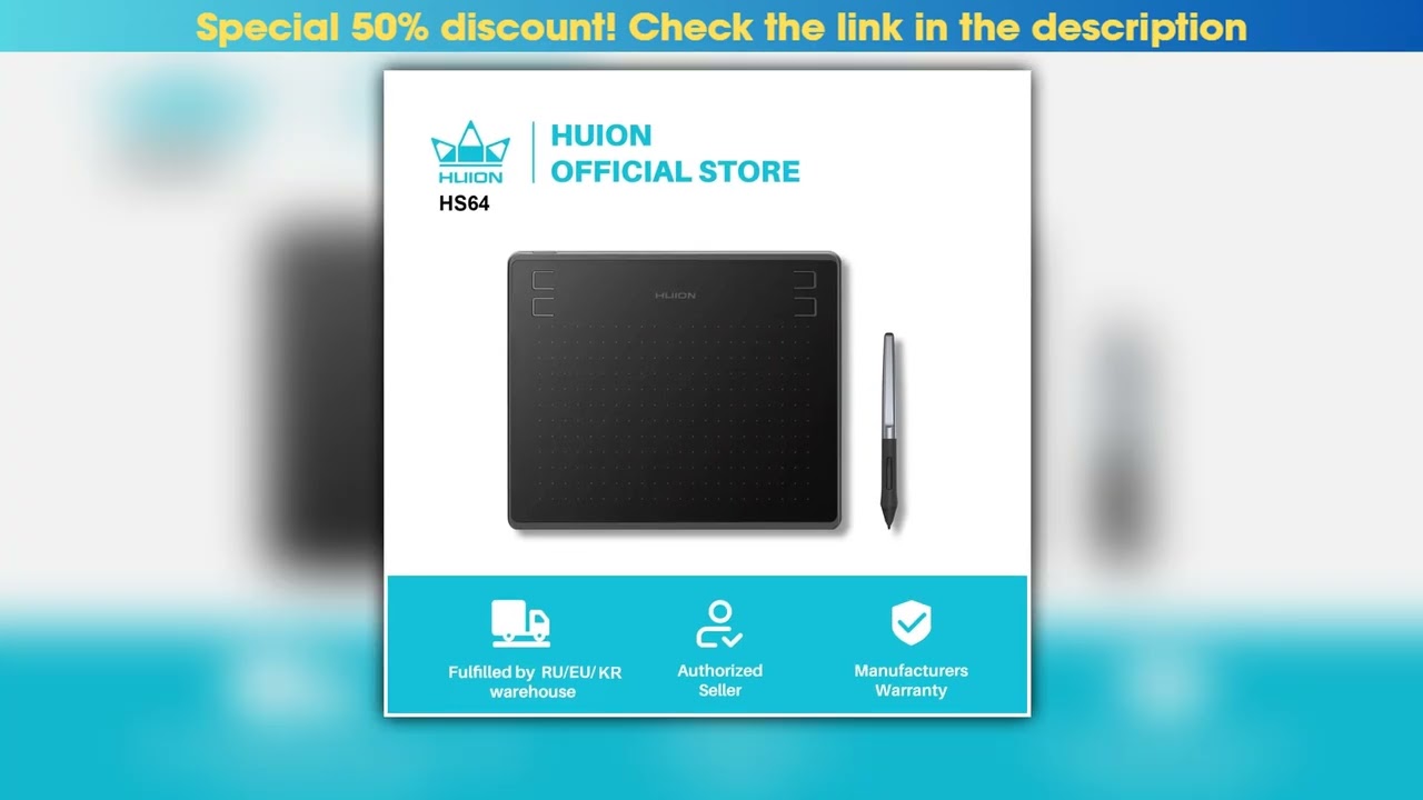 HUION HS64 Graphics Drawing Digital Tablets OTG Function Signature Pen Tablet with BatteryFree