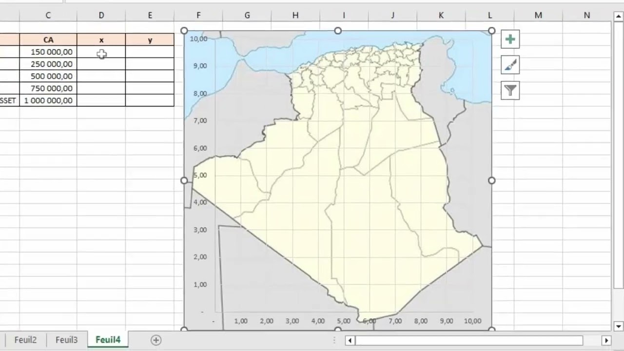 une carte géographique sur excel ✅ excel dz