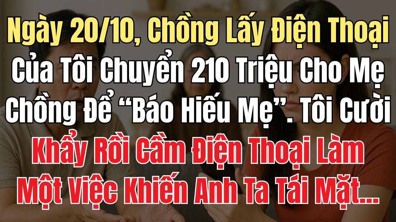 Ngày 20/10, Chồng Lấy Điện Thoại Của Tôi Chuyển 210 Triệu Cho Mẹ Chồng Để “Báo Hiếu” . Tôi Cười Khẩy
