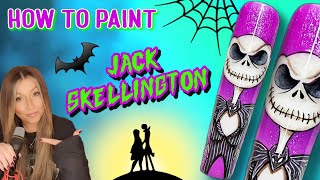 💀 How To Paint Jack Skellington | Nightmare Before Christmas | Step By Step | Halloween Nail Art