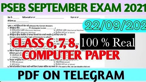 6, 7, 8,  computer science 21 September exam with solution pseb | Computer real