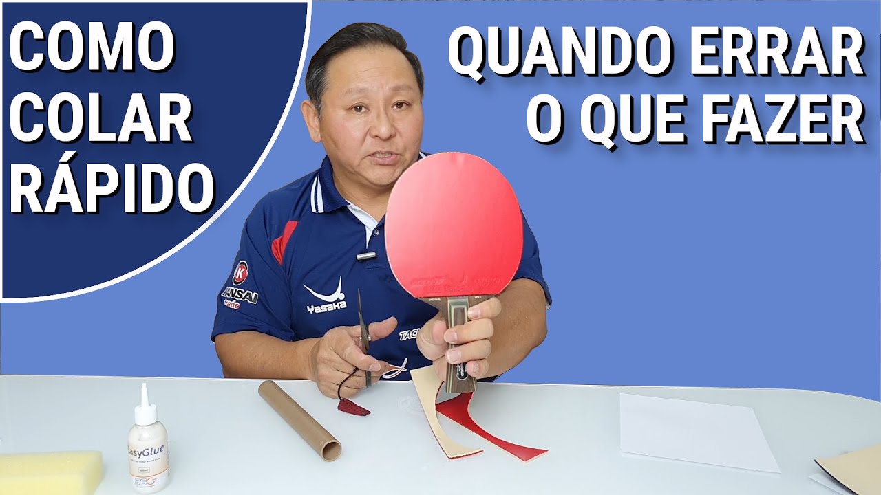 MATERIAL#1 Como colar borracha rápido e quando errar o que fazer no tênis de mesa(ping pong)