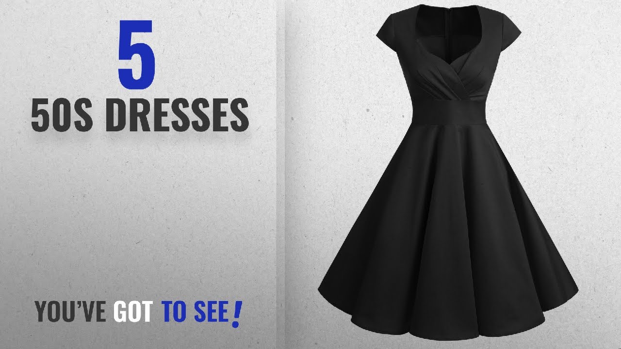 Top 10 50S Dresses [2018]: bbonlinedress Vintage 50s 60s Hepburn A-Line Pleated Rockabilly Cocktail