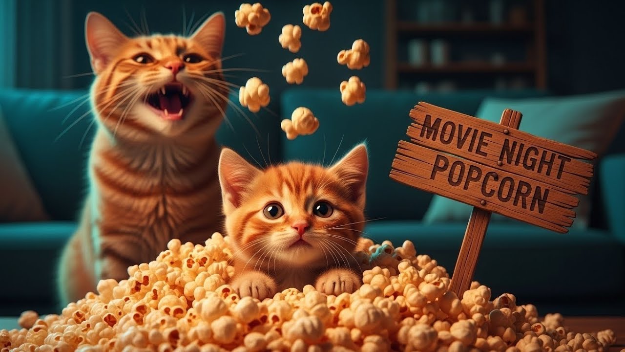Movie Night Pop Corn cat story video ! Meow Fur Friends