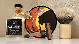 PAA Cavalier, Thäter Silvertip Badger Brush, The Shaving Shop Signature, & Gillette Slim Adjustable
